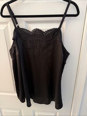 torrid Black Satin Lace-Trim Cami Top
